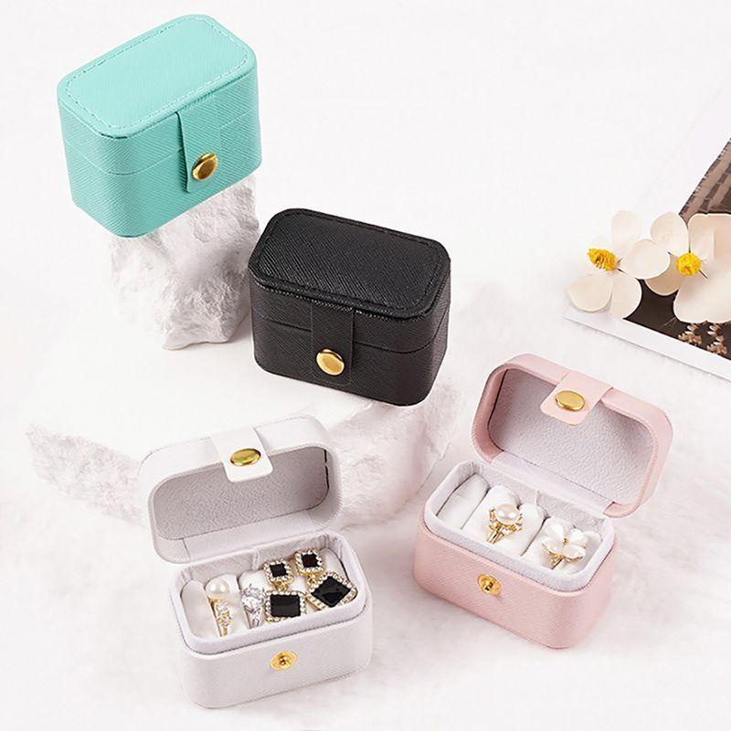 Waterdrop-shaped jewelry box [Portable Storage Box] New model Leather Mini Jewelry Box Portable Travel Earrings Ear Rings Jewelry Storage Box Ring Storage Box 7
