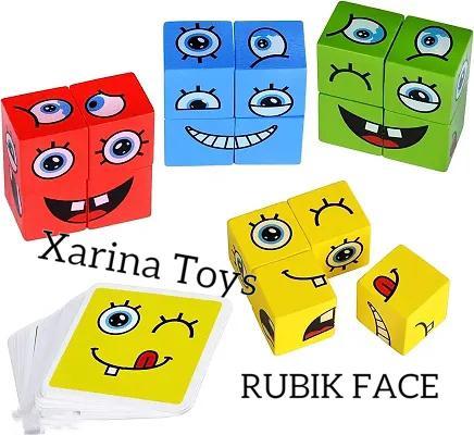 Mainan Face Change Rubik Cube Puzzle + Bell / Mainan Susun Ekspresi Muka / Kubus Wajah New Edukasi Toys Dewasa / Anak Anak-Anak