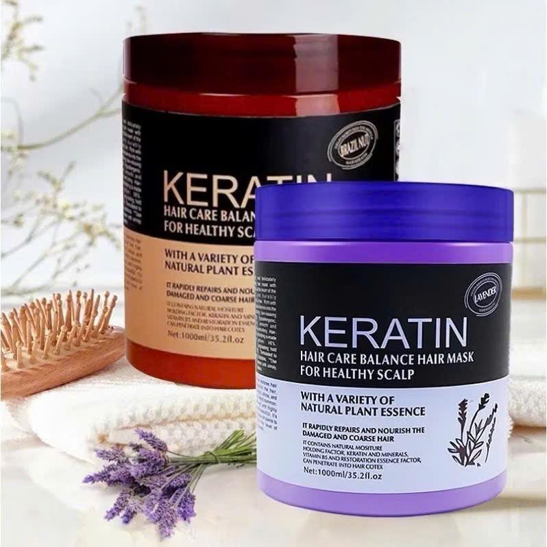 Kem ủ tóc Keratin Collagen 1000ml và 500ml. Lavender dưỡng tóc hấp tóc phục hồi keratin colagen Women Nữ