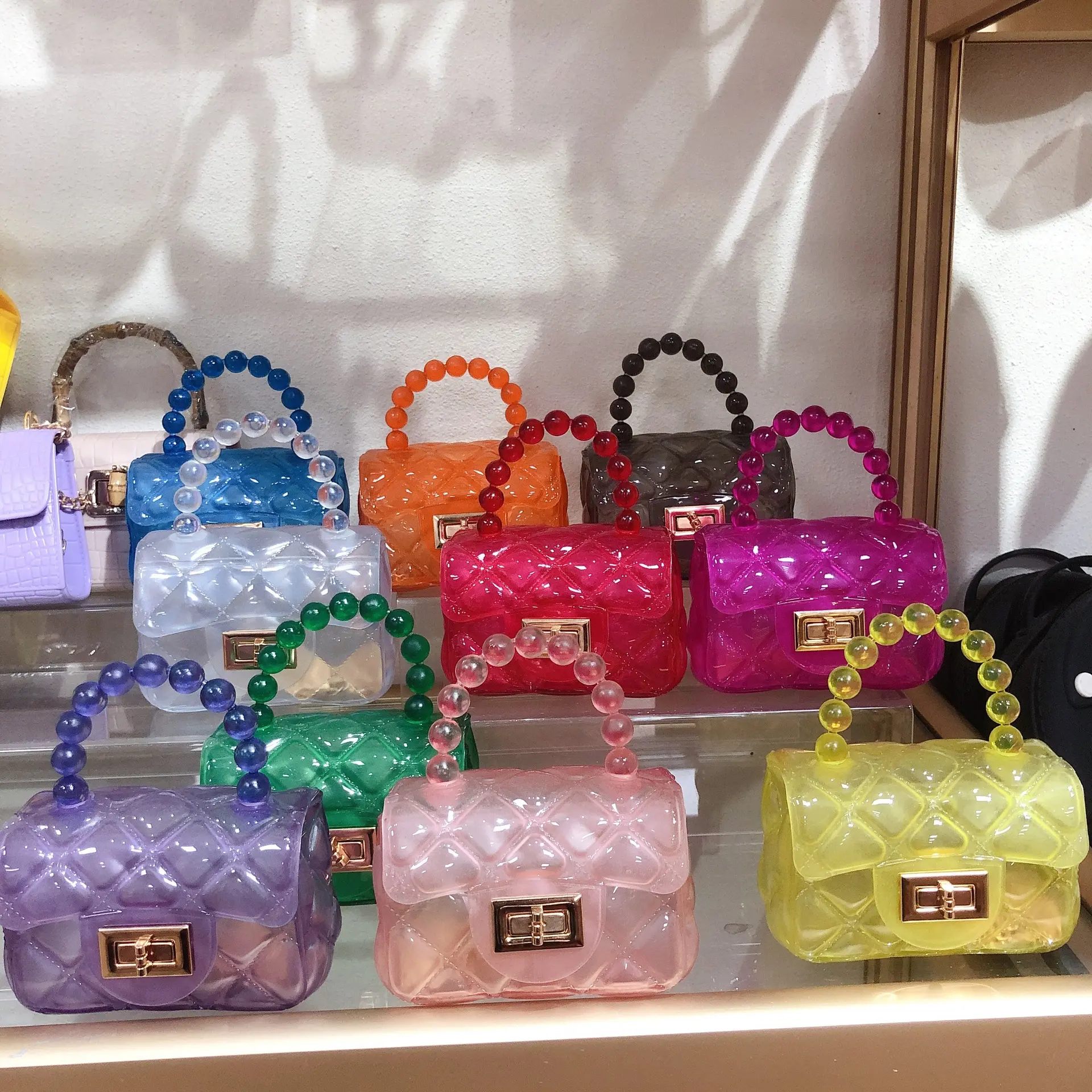 New Korean Style Fashionable Bag Kids Chain Transparent Jelly Clear Purse Handbag Messenger Bag