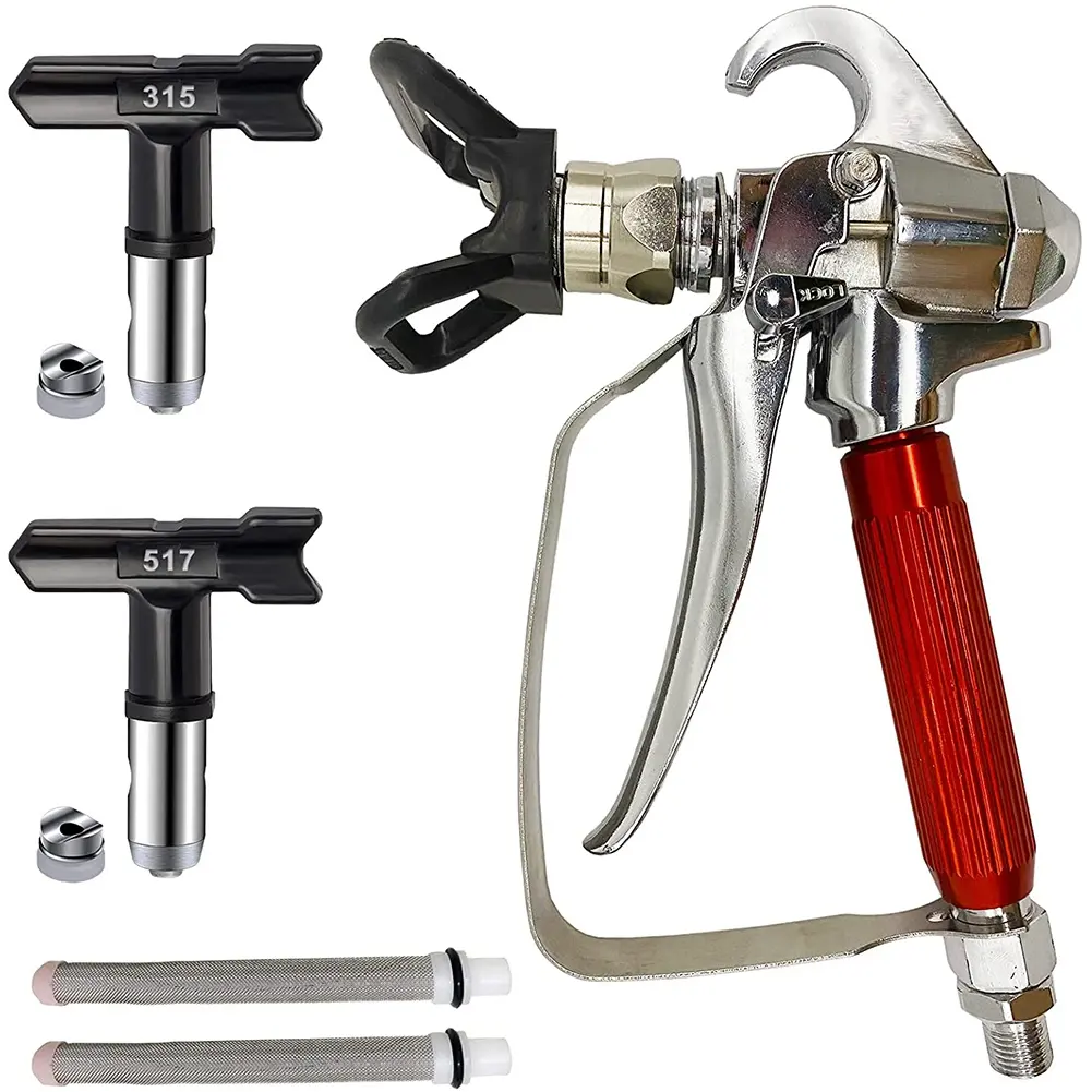 Máy phun sơn không khí, với 2 cái Đầu phun sơn (315,517), Bảo vệ vòi phun, 2 cái Bộ lọc phun không khí cho máy phun bơm que hàn  dưới nước