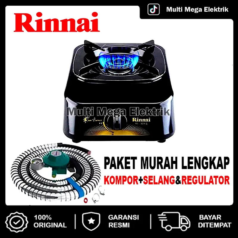 KOMPOR GAS RINNAI 1 TUNGKU RI301S KOMPOR RINAI SATU TUNGKU MURAH PROMO 1 SET PLUS SELANG REGULATOR 0