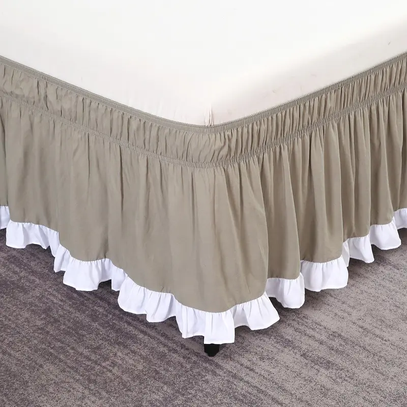 Solid Color Ruffle Trim Bed Skirt, 1 Count Soft Comfortable Bed Skirt, Adjustable Bedding for Home Bedroom & Hotel Decoration 8