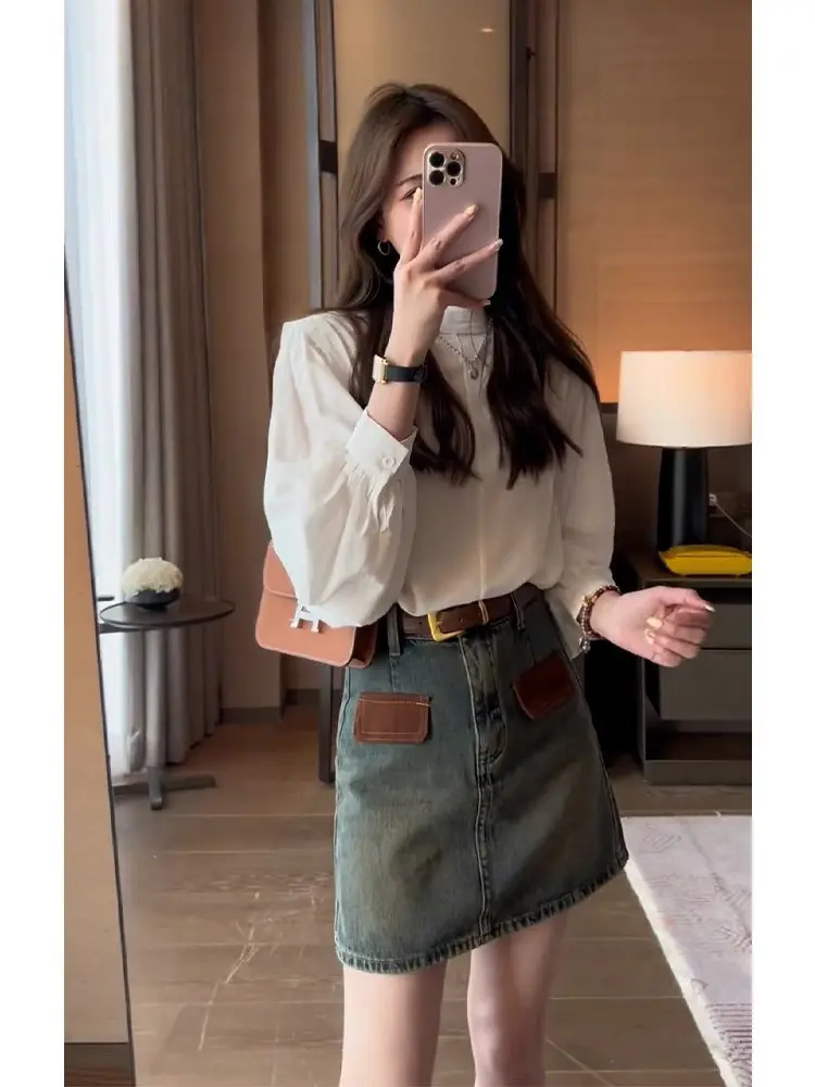 Áo tay bồng tiểu thư xinh chất thô mềm hàng Qc Top Nữ Women Voi Shirt Sơ Mi