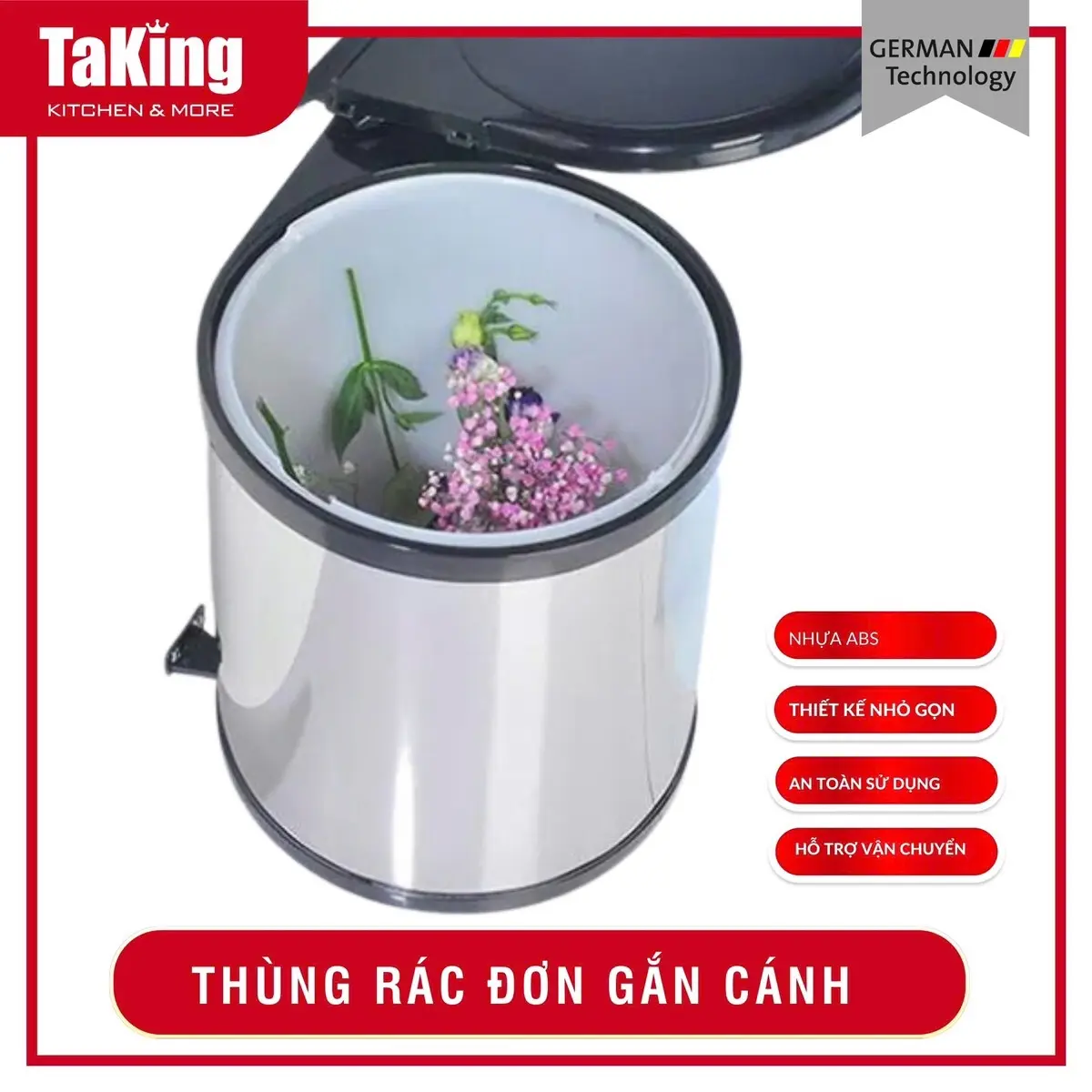 Thùng rác gắn cánh TaKing, thiết kế nhỏ gọn, chất liệu cao cấp Phòng Khách