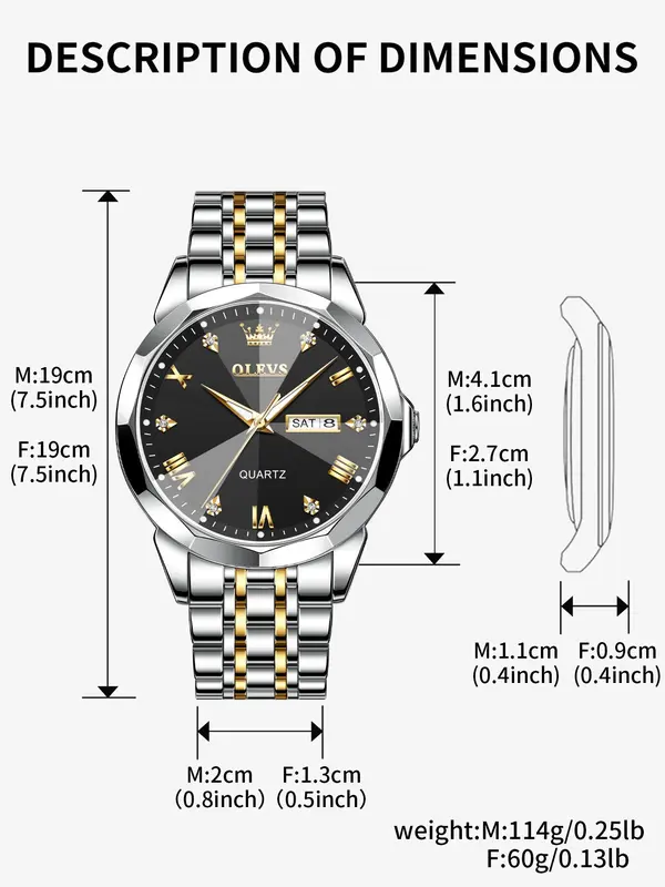 Round Dial Stainless Steel Strap Quartz Watch (2pcs), Couples Gifts, 2024 New Rhinestone Decor Waterproof Watch for Men & Women, Fashion Watch for Daily Life, Trendy All-match & Exquisite Watch for Birthday Gift, Unique Gifts for Women 3