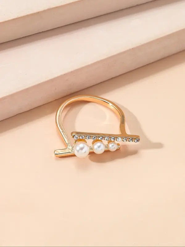 Elegant Faux Pearl Decorated Ring, Fashion Accessories for Women & Girls, Trendy All-match & Exquisite Jewelry for Birthday Gift 3