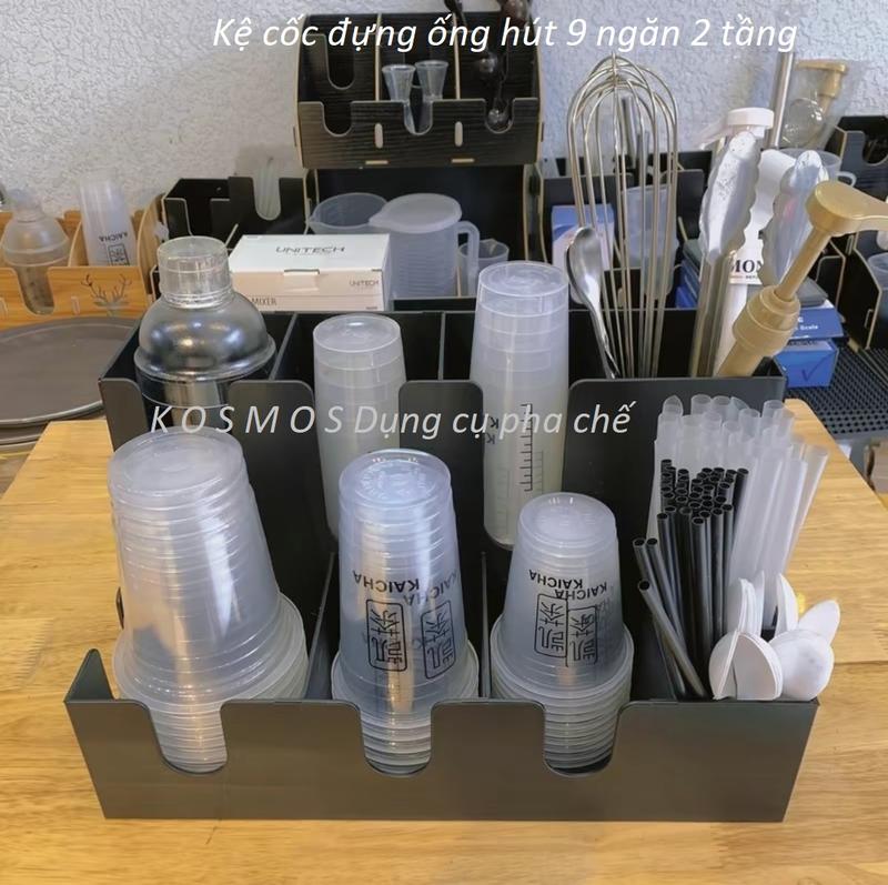 Khay úp cốc trà sữa kệ 9 ngăn 2 tầng take away nhựa abs cao cấp đựng ly 1000ml