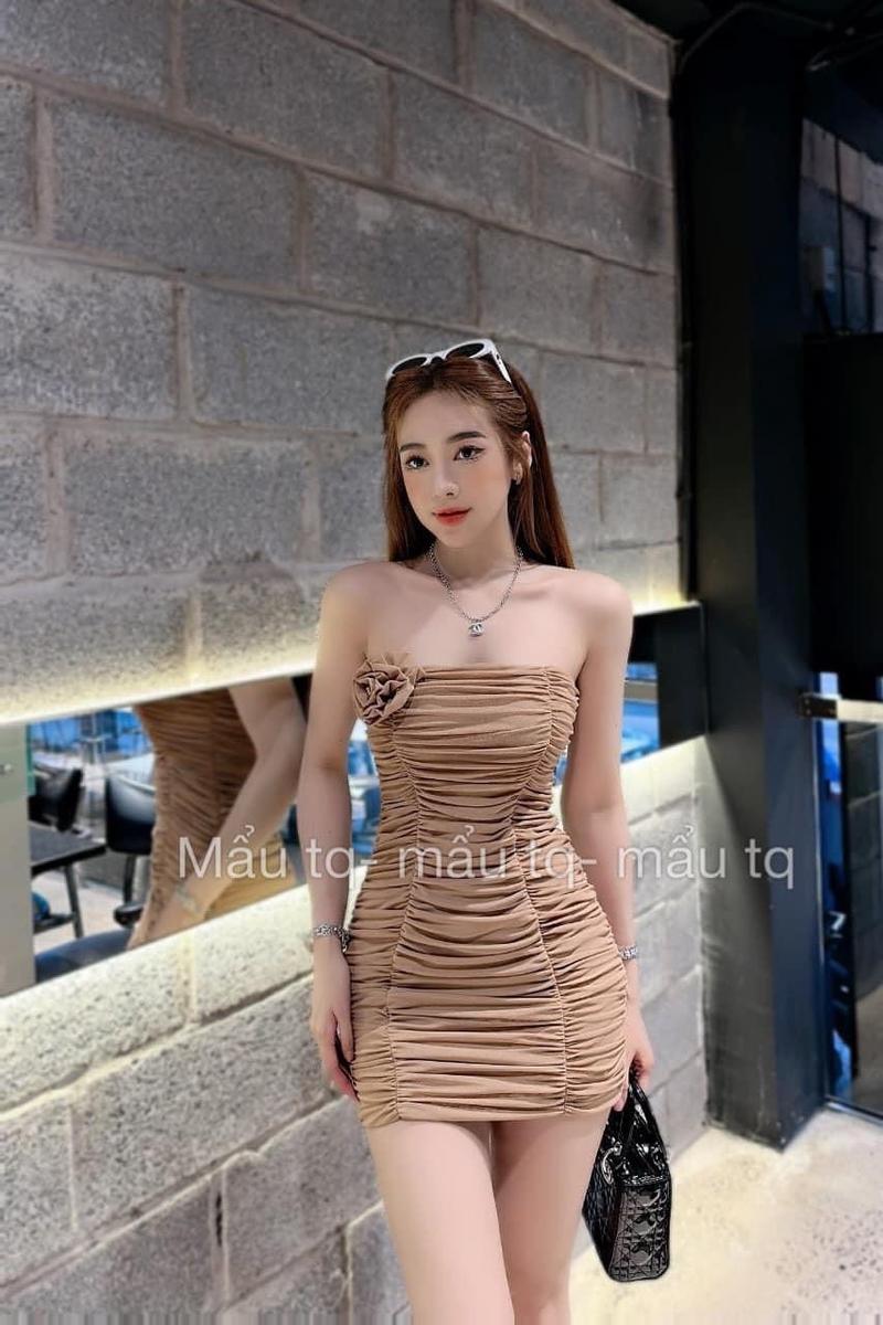 Product Introduction of Đầm Ống Đính Hoa 1 Bên - Có Mút - Ngắn Nhún Thân Ôm Body đầm  ống  - đầm ôm body váy dự tiệc váy xinh đầm nữ vaytet váy  tiệc vay sang váy  đỏ vaynoel đầm  body 8