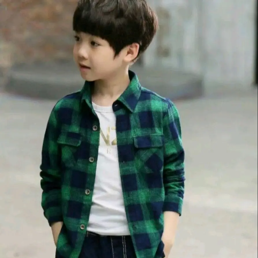 Kemeja Anak laki-laki Import/kemeja katun flanel untuk usia 3-10th Baju Fashion
