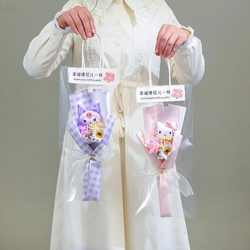 Product Introduction of Kawaii Sanrio Hello Kitty Bouquet My Melody Kuromi Cinnamoroll Plush Doll Toy Valentine's Day Christmas Gifts 16