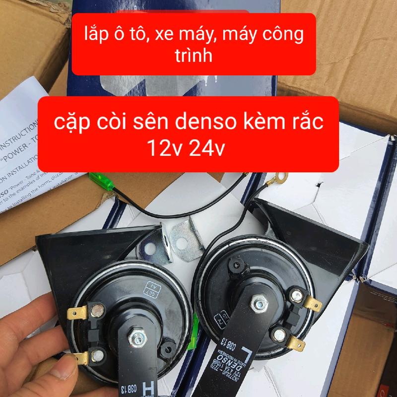  cặp còi sên den so cho xe hơi xe tải xe ba gác 12v 24v kèm rắc điện và chân bắt Phụ Kiện Phụ Tùng 