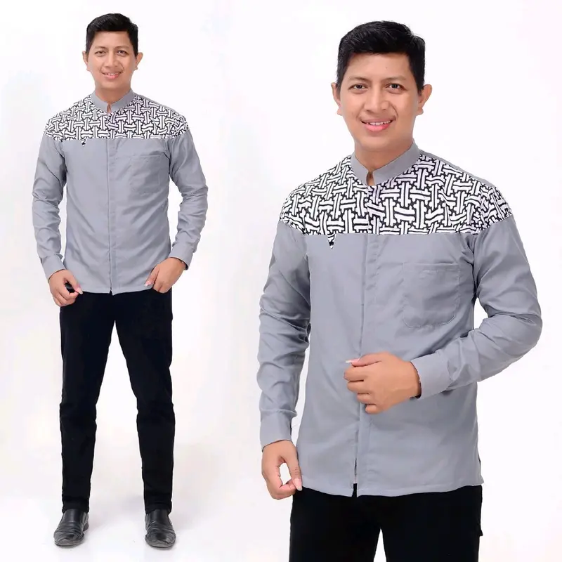BAJU KOKO PRIA BAJU KOKO KOMBINASI BATIK BAJU KOKO VALCON TERMURAH MATERIAL Katun Muslim Dewasa Kurta 1