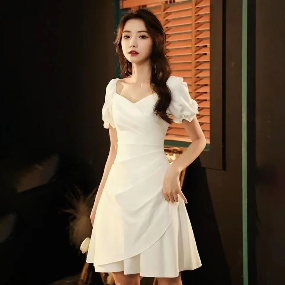 Korean style summer white woman casual for graduation dress