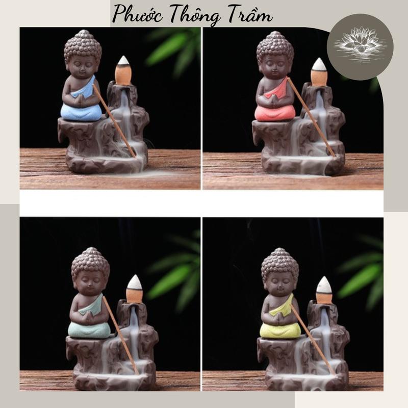 Thác xông trầm chảy ngươc - Chú tiểu thiền tâm - Đồ trang trí giúp tẩy uế, thư giản thờ cúng Decor Decor Phòng Trang Trí Nhà - Phước Thông Trầm Tranh Đồng