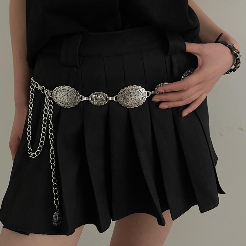 Product Introduction of Vintage waist chain men and women, fashion trends, advanced design, metal belt. 9