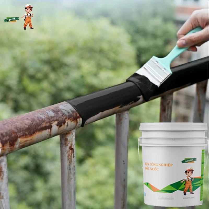 OCEAN Sơn Nước Cao Cấp Đa Vật Liệu: Phủ Bóng Kim Loại, Tường, Nhựa, Gỗ, Nội Thất | An Toàn Sức Khỏe (Không Mùi), Chống Thấm Vượt Trội, Cách Nhiệt Tốt