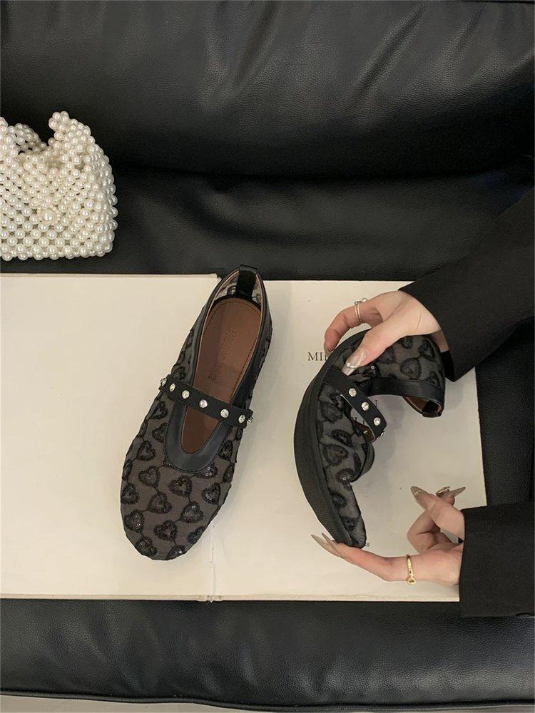Product Introduction of Flat Shoes for Women Round Toe Mesh Soft Sole Slip-On Fashion Mary Jane Shoes Sizes 35-40 25