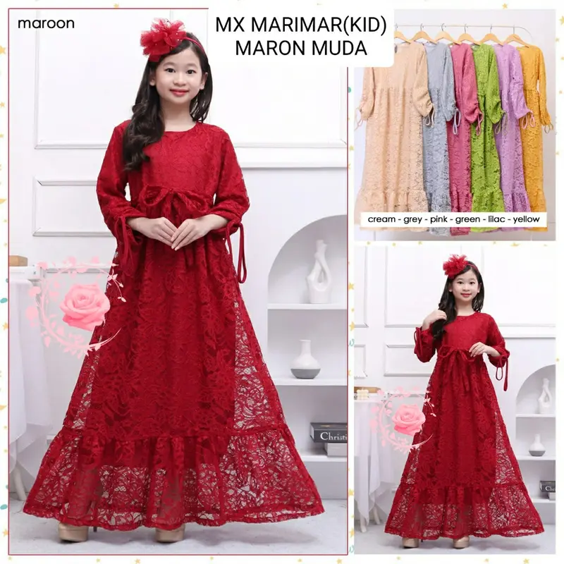 DRESS MAXI ANAK BRUKAT / DRESS GAUN ANAK ELEGAN / DRESS MAXI ANAK PEREMPUAN  / DRESS ANAK MODEL KEKINIAN/ DRESS MAXI ANAK USIA 4-13 TAHUN / Fashion 8