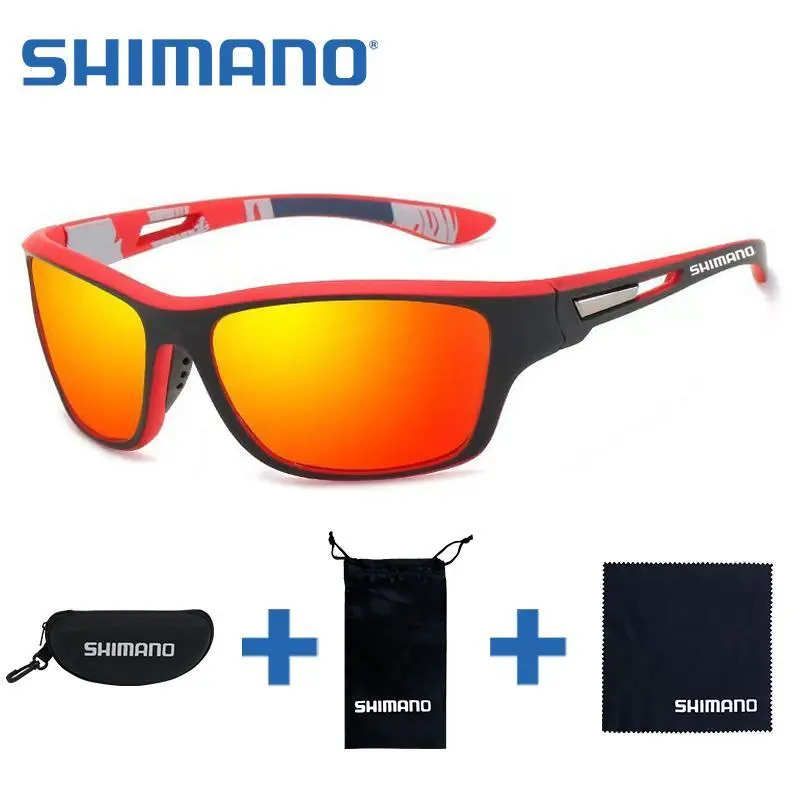 แว่นกันแดดโพลาไรซ์สำหรับตกปลา SHIMANO ทุกเพศ ป้องกัน UV400 เหมาะสำหรับตกปลา ขับรถ ปั่นจักรยาน เดินป่า แคมป์ปิ้ง กีฬากลางแจ้ง มาพร้อมกระเป๋าเก็บแว่นตา ผ้าเช็ดแว่น และเคสแว่นตา