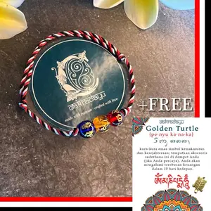 (FREE BOX) Gelang Tridatu Aura Rejeki Batu Kristal Merah Kuning Biru Asli Khas Bali Original Cakradayu