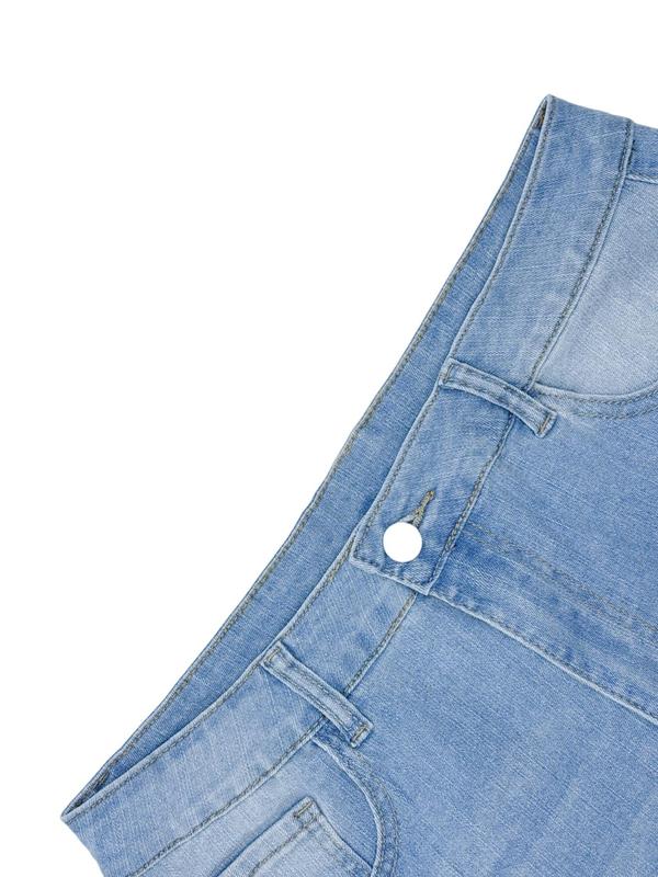 【Plus Size】Button Denim Shorts, Casual Fashion Short Jeans for Daily Wear, Women's Bottoms for All Seasons 5