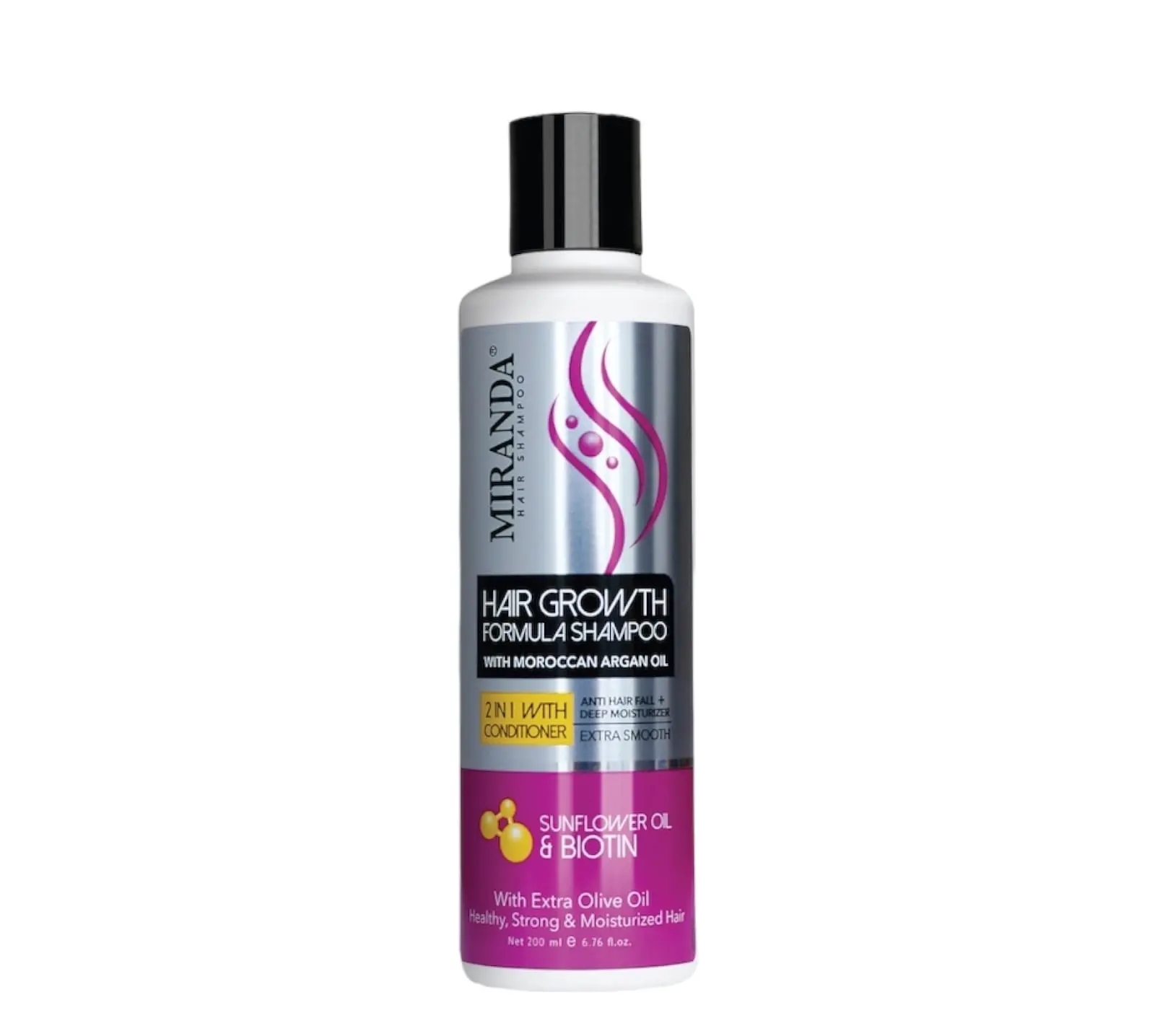 Miranda Hair Growth Biotin Shampoo (Perawatan Rambut Rontok) 2in1 with Conditioner 200ml Argan Bunga Haircare