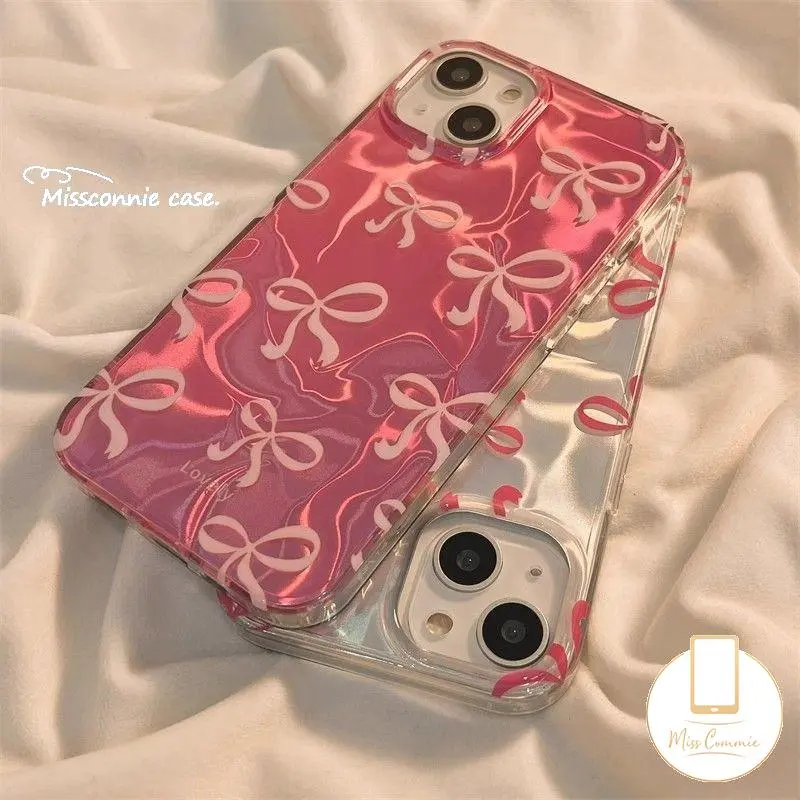 MissConnie Casing Untuk Vivo Y17s Y03 Y36 Y18 Y22 Y15 Y21 Y35 Y30 Y28 Y27s Y20s Y51 Y100 Y16 Y11 Y21s Y20 Y12i Y27 Y17 Y15s Y02 Y31 V25 Y12s Y91 Doodle Dreamy Romantis Lucu Cinta Merah Muda Hati Ikatan Simpul Gelang Mewah Ripple Luster Case 4