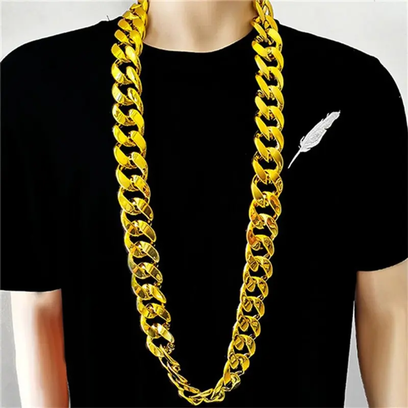 (Có Sẵn) Dây chuyền vàng mô phỏng lớn vòng cổ hiphop Đạo cụ hiệu suất nhựa 1