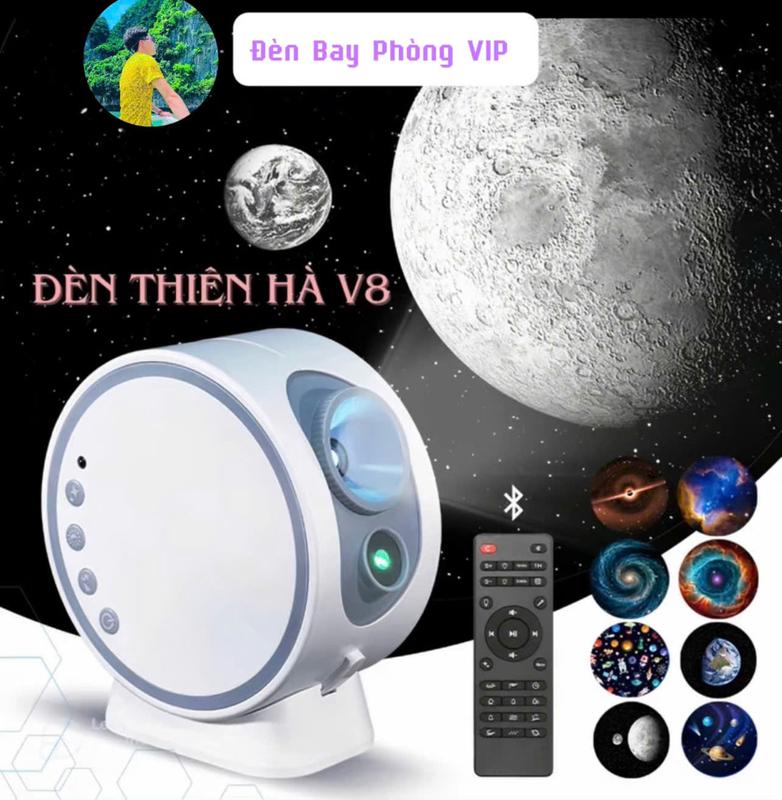 Đèn Nền V8 New 2025 Chiếu Thiên Hà Vũ Trụ Lốc Xoáy Galaxy Tinh Vân Thiên Vân Hành Tinh. Có Tích Hợp Loa Bluetooth Kèm Nhiều Âm Thanh Của Đèn Có Sẵn