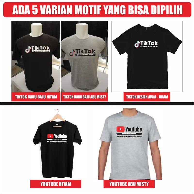 BC Kaos Free Topi Tema TlKT0K dan Youtube Gratis Custom Nama Channel atau ID atau Username 1