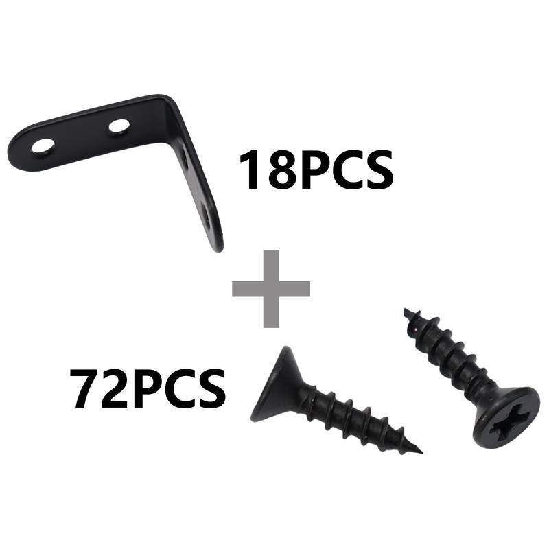 【In Stock】 18pcs Corner  Sets Black Stainless Steel 90 Degree Right Angle Brackets 3