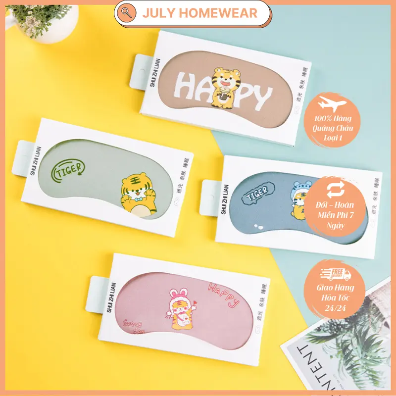 Bịt mắt ngủ họa tiết dễ thương cute kèm Gel Massage, băng che mắt ngủ hình thú cute JULY HOMEWEAR 0