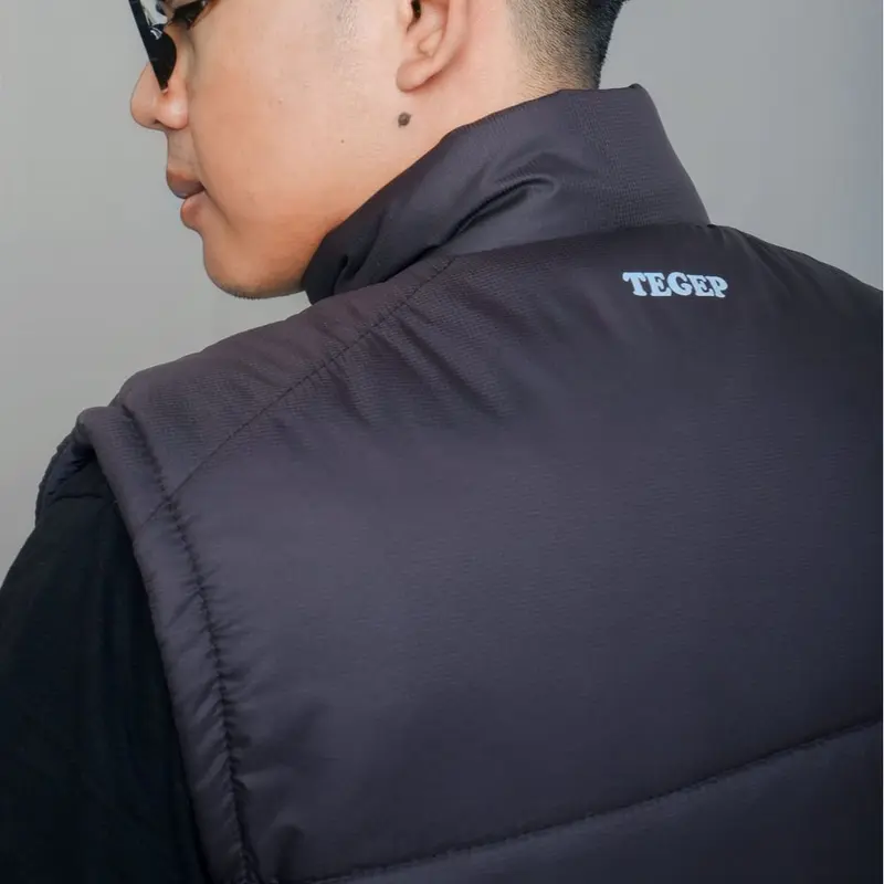 TEGEP Jaket gembung parasut Vest motor riding Anti angin casual Pelindung dada Windbraker Strip Series Hitam Pria Rompi 4