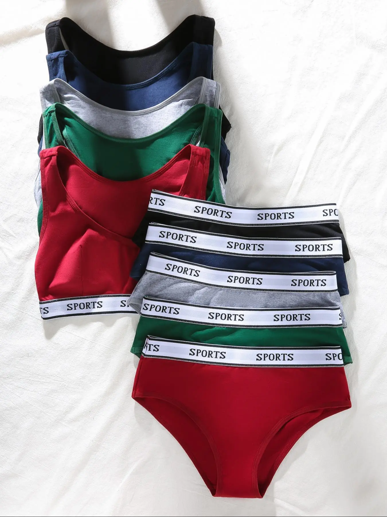 Women's Solid Color Letter Tape Wireless Bra & Panty Set, Casual Comfortable Fit Breathable U Neck Sports Bra & Panty Set for Daily Wear, Underwear Set Athletic for Women