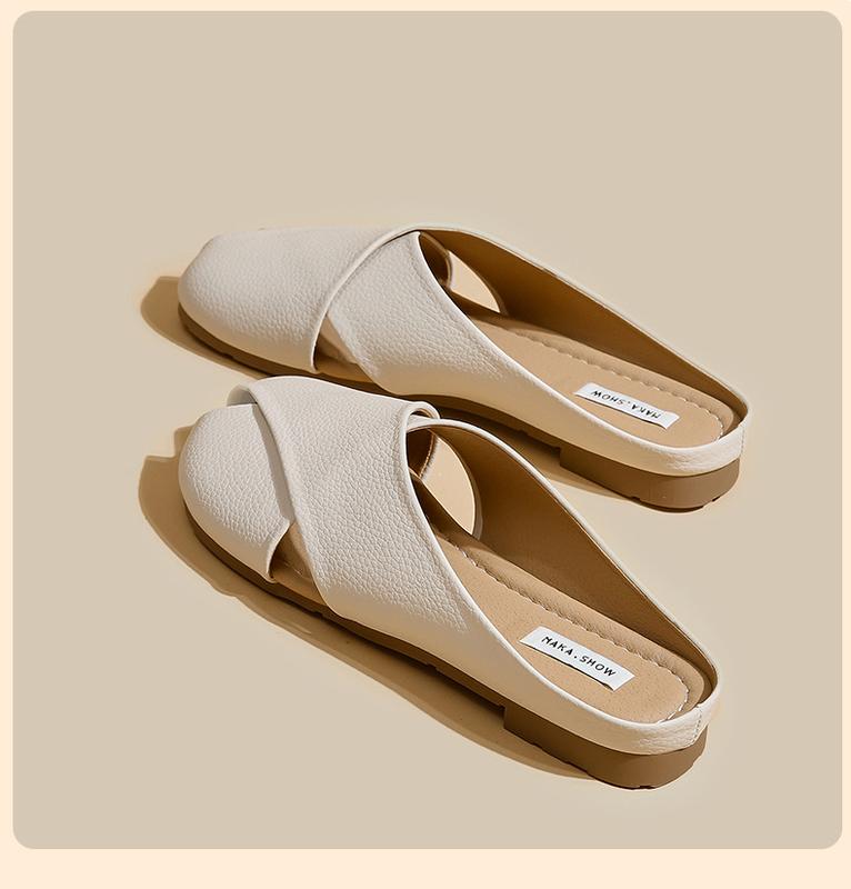 Product Introduction of French Style Closed Toe Slippers for Girls Summer Outdoor Walking Shoes 2024 New Fashion All-Matching Women's Flat Sandals walking shoes footwear girl comfort Parent Knee 14