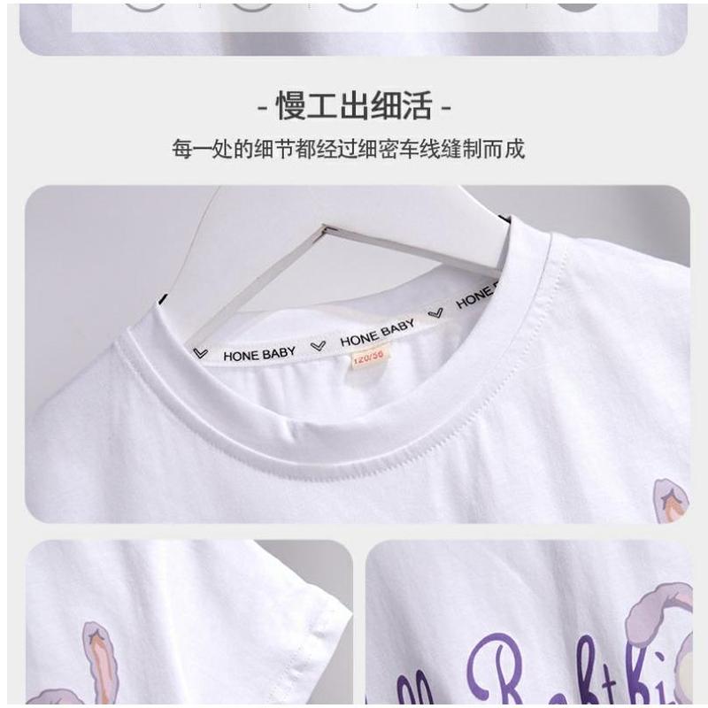 Bộ Váy Denim Cho Em Bé Cho Bé Gái, Hàng Mới Về Mùa Hè 2024, Dành Cho Trẻ Em Trung Bình Và Lớn, Áo Ngắn Tay Hoạt Hình Yang Pai, Váy StellaLou 5