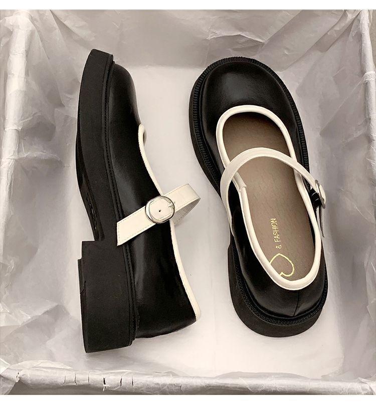 Product Introduction of Fashionable Thick-Soled Mary Jane Leather Shoes 2024 Soft-Soled Buckle Retro Low-Cut Chunky Heel Shoes with Single-Layer Shoes 15