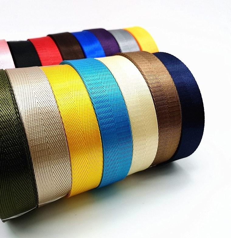 Dây đai dù, dây quai túi, dây quai balo đen, trắng, nâu, đỏ, hồng, xanh, đỏ sọc xanh bóng CAO CẤP bản 2.5cm 3.8cm Bag