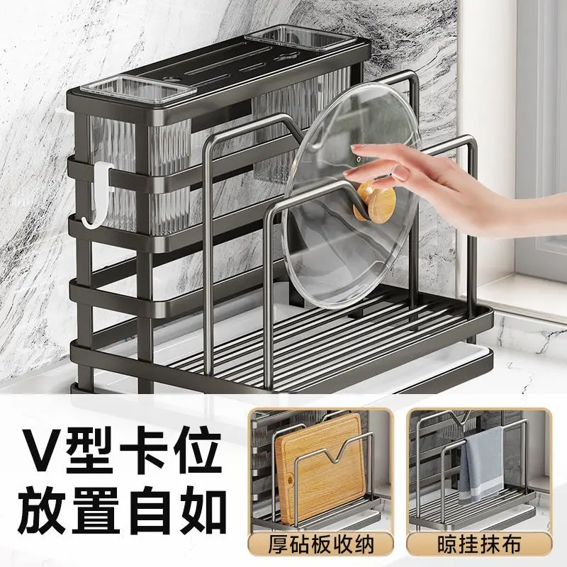 Giá Để Đồ Nhà Bếp Đa Năng 2024 Giá Để Nắp Nồi Gia Dụng Trên Bàn Giá Để Dao Thớt Ống Đũa Tích Hợp Treo Tường Hộp Đựng Ráo Nước 6
