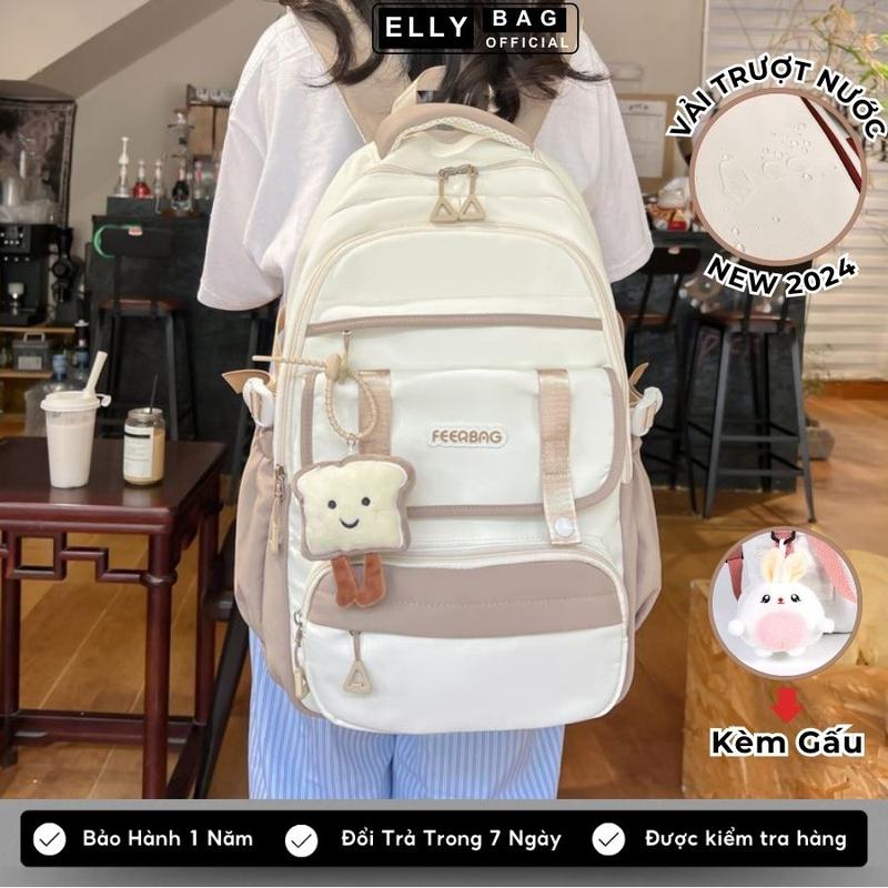 Balo nữ cặp đi học nam nữ Ba lô vải ELLY BAG cặp sách nhiều ngăn đựng laptop 15.6inh chống nước phong cách Đeo Vai Nhung Kem Chống Sốc B10