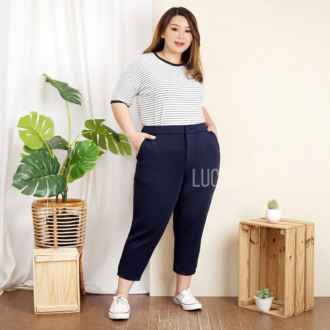 FEYLA | PANTS BIG SIZE 8033 / Celana Wanita Karet Casual