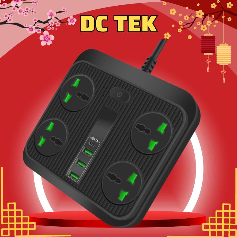 XẢ KHO Ổ cắm điện đa năng DCTEK T18s cổng sạc USB TYPE C nhựa PC cao cấp chịu tải 3000W an toàn chống giật chống cháy ổ gián trong nhà plug goneo vn thông minh gắn tường