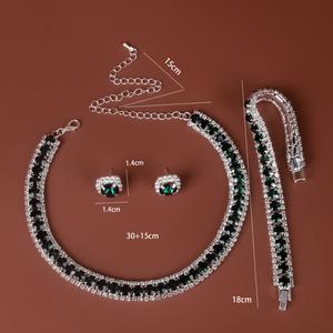 Set Barang Kemas Tiga Keping, Barang Kemas Bergaya, Diperibadikan, Kalung Wanita, Anting-anting, Gelang, Aksesori Perkahwinan Pengantin, Serba guna, Barang Kemas Bintang