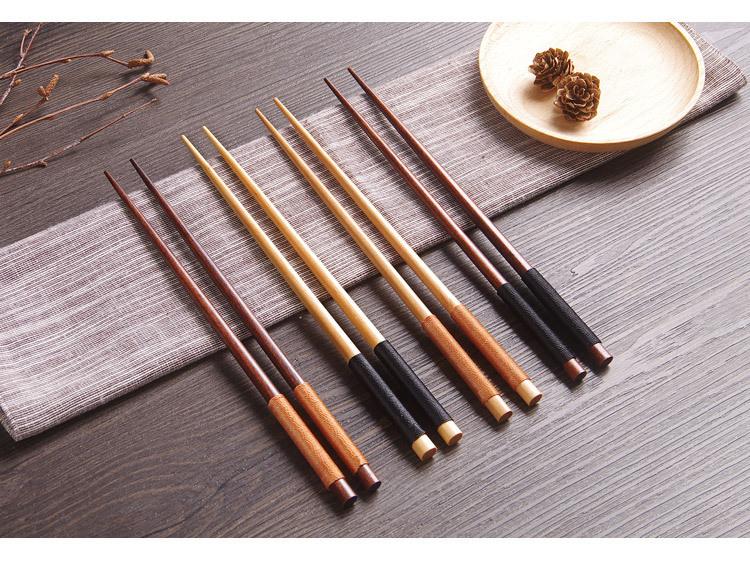 Product Introduction of 5 Pcs/set Wooden Chopsticks with Tangled Threads Beech Wood Pointed Chopsticks Anti Rolling Red Sandalwood Wooden Bamboo Chopsticks Eating Ware Chop Sticks with String Wood Teableware 1 Pair Set 9
