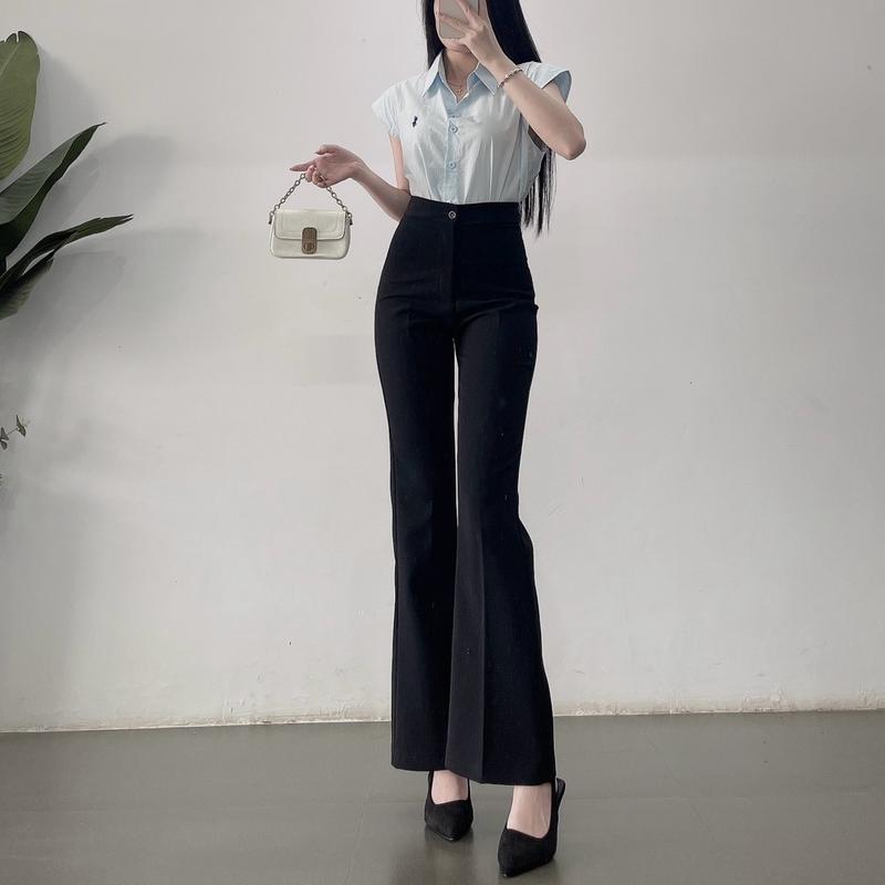  Quần vải tây ống loe đáy cao hack dáng thịnh hành 