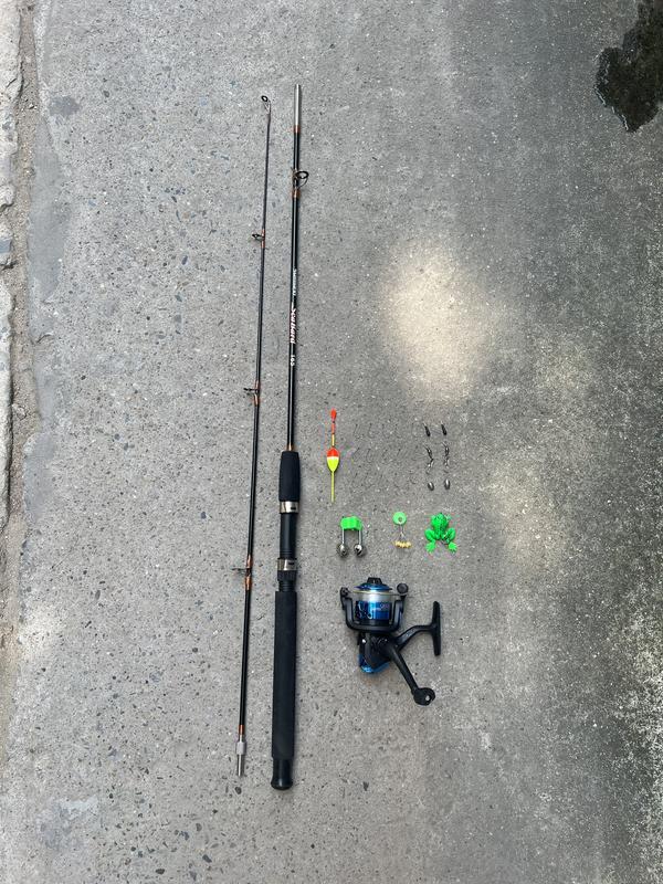  Bộ Cần Câu Cá 2 Khúc Đặc Kèm Máy Nhựa YF200 Và Phụ Kiện Bắt Cá Đi Câu Fishing 