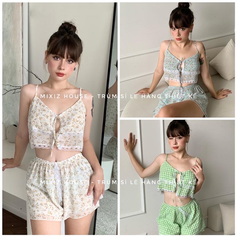 Set đồ ngủ nàng thơ chất vải mát mẻ Mixiz House Women Tay Loe Ống Loe