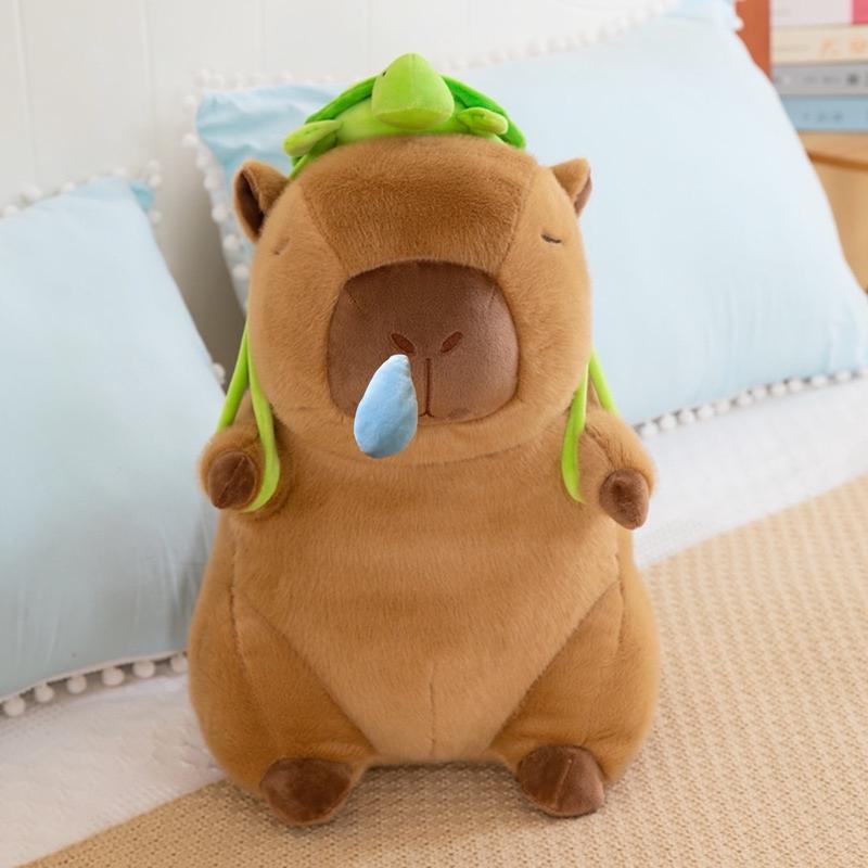 Gấu Bông Capybara - Đeo Ba Lô Rùa Sổ Mũi - Gối Ôm Đáng Yêu Dây Thu Chậm Nhập Khẩu Quảng Châu Tem Hãng Nội Địa Đồ HotTrend Thú Nhồi Bông Dễ Thương