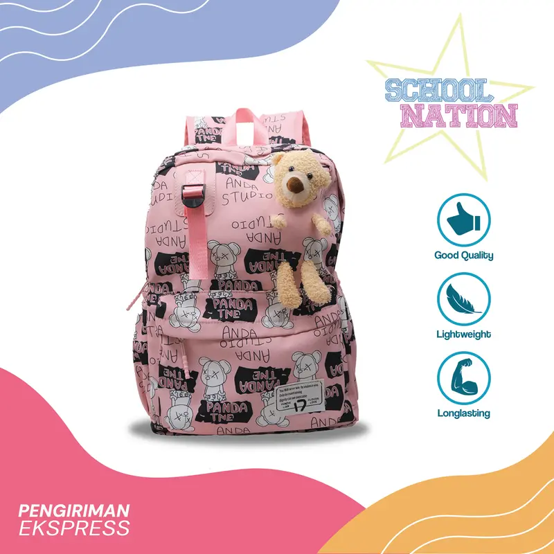 Tas Ransel Sekolah CLOUDS LOVE Muat Laptop Backpack Anti Air Boneka - 3635 0